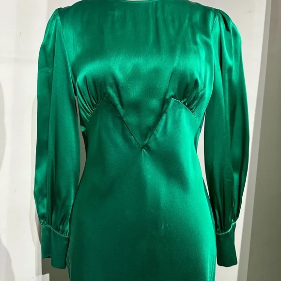 400$ Olivia Von Halle SILK MID-LENGTH DRESS SIZE XS - Picture 8 of 12